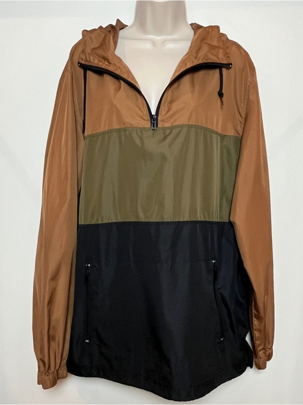 Zine Clothing Brown/Olive/Black Colorblock Windbreaker